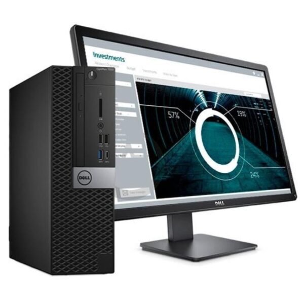 Computador Dell OptiPlex 7050 SFF de 20”, mostrando su diseño compacto y funcional, ideal para uso empresarial y educativo.
