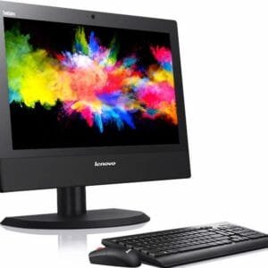 Computador todo en uno Lenovo ThinkCentre M73z de 20”, mostrando su diseño elegante y funcional, ideal para uso empresarial y educativo.