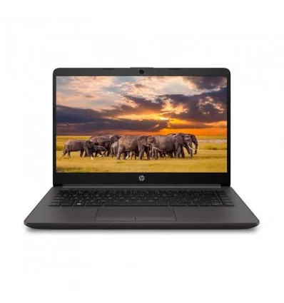 Portátil HP 240 G8 de 14” mostrando su diseño compacto y ligero, ideal para estudiantes y profesionales en entornos de trabajo.